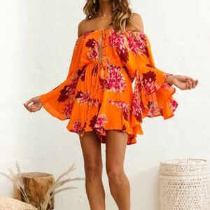 Hello Molly Bright Orange Romper